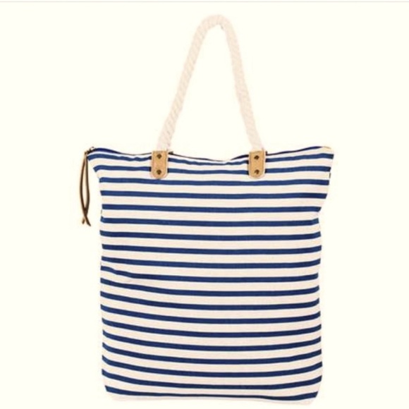Summer & Rose Lined Nautical Rope Handle Brittany Beach Bag - Picture 1 of 4
